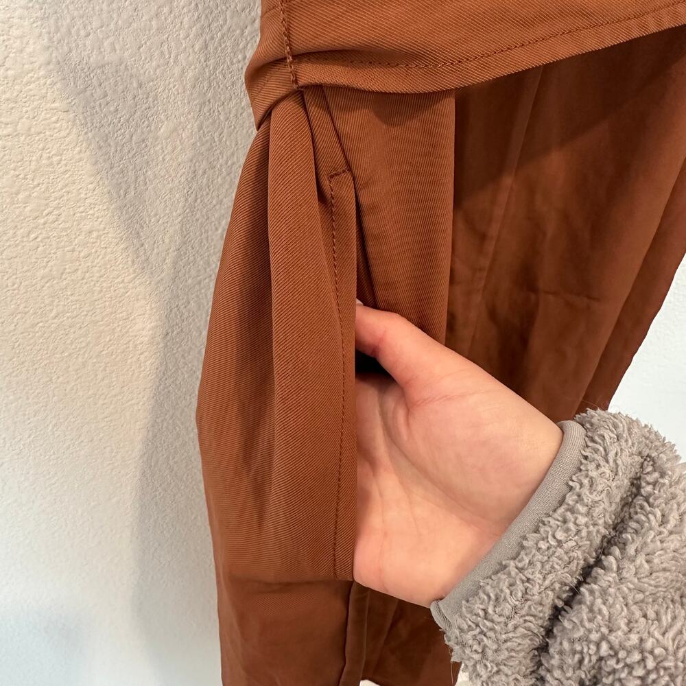 Everlane The Japanese Go Weave Picnic knee-length brown button up self-tie dress - Picture 4 of 8